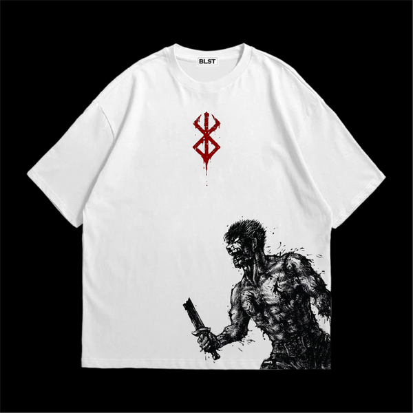 GUTS WHITE OVERSIZED T-SHIRT– Samurai Style Streetwear